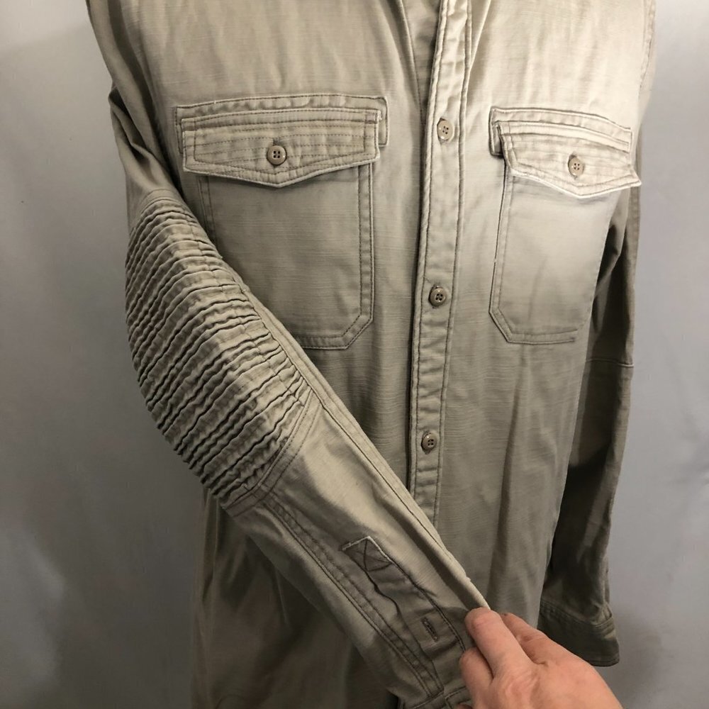 Mens Tan Denim Longsleeve Shirt with Ribbed Elbow. Size Medium. H&M - Picture 2 of 5